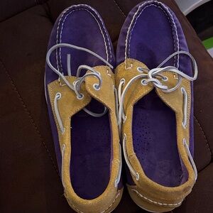 Purple and Tan Men's Boat Shoes